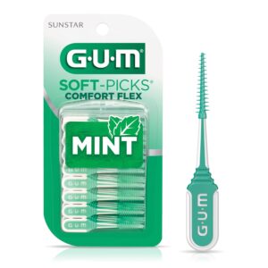 GUM Soft-Picks Comfort Flex, Easy to Use Dental Picks for Teeth Cleaning and Gum Health, Disposable Interdental Brushes with Convenient Carry Case, Dentist Recommended Dental Floss Picks, 80ct (4pk)