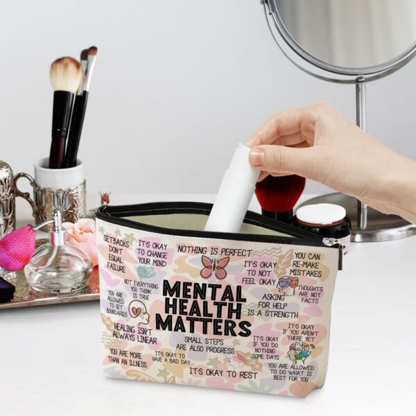 Mental Health Gifts Makeup Bag Positive Affirmations Mental Health Awareness Inspirational Gifts for Women Female Friend Coworker Birthday Friendship Mothers Day Nurse Day Travel Toiletry Bag