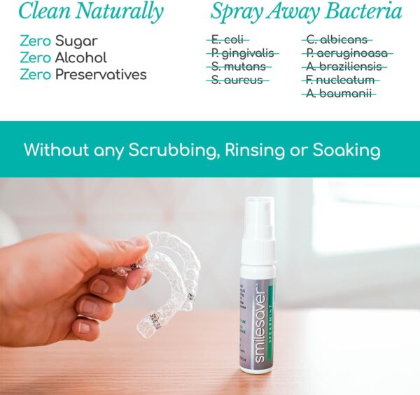 Smilesaver Retainer Cleaner Spray – Invisalign, Mouth Guard, and Denture Cleaner – Quick Oral Care for Aligner & Retainer Hygiene – Natural, Portable & Minty Fresh Oral Care Products (1oz) (Pack of 2)