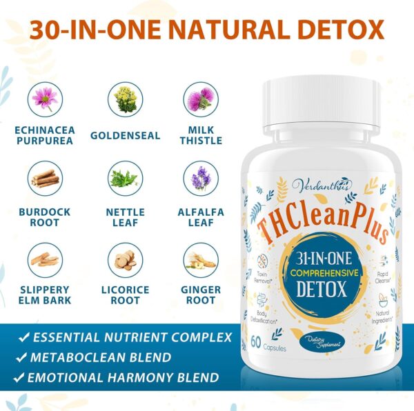 31-in-ONE Detox and Liver Cleanser, Fast Detox, Full Body Detox, Toxins Cleaner for Liver, Kidney, Natural Herbal Formula, Support Immune & Mood, Made in USA, 60 Capsules