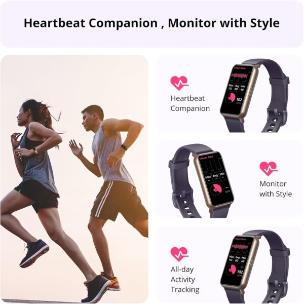 AKAGEAR Fitness & Activity Tracker with Sleep and Blood Oxygen Monitoring, 24/7 Heart Rate Stress Index and Respiratory Training 1.58" AMOLED Display 5ATM Waterproof and More Purple