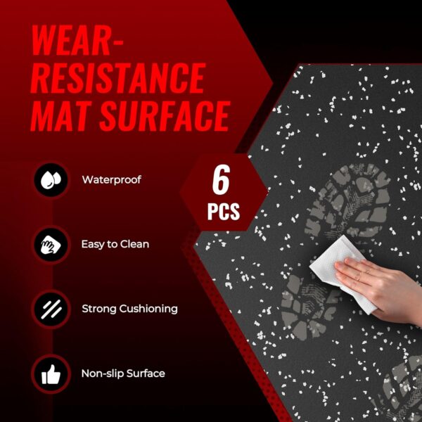 71G0BQQ4QSL._AC_SL1500_.jpg SUPERJARE 0.79'' Extra-Thick Exercise Equipment Mats, 6 Pcs 24 Sq Ft Rubber Top Floor Tiles with High Density EVA Foam, Interlocking Gym Flooring for Home Gym, Protective Workout Mat, Black/Grey