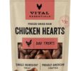 Vital Essentials Freeze Dried Raw Single Ingredient Dog Treats, Chicken Hearts, 1.9 oz | Premium Quality High Protein Training Treats | Grain Free, Gluten Free, Filler Free