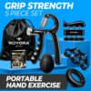 roygra Hand Grip Strengthener, Adjustable Grip Strength Trainer with 4 Exercise Tools - Set of 5