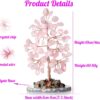 Rose Quartz Healing Crystal Tree of Life Natural Gemstone Agate Slice Base Copper Wire Wrapped Money Trees Pink Feng Shui Reiki Energy Decorations Home Office Room Desk Decor Gifts for Women Men