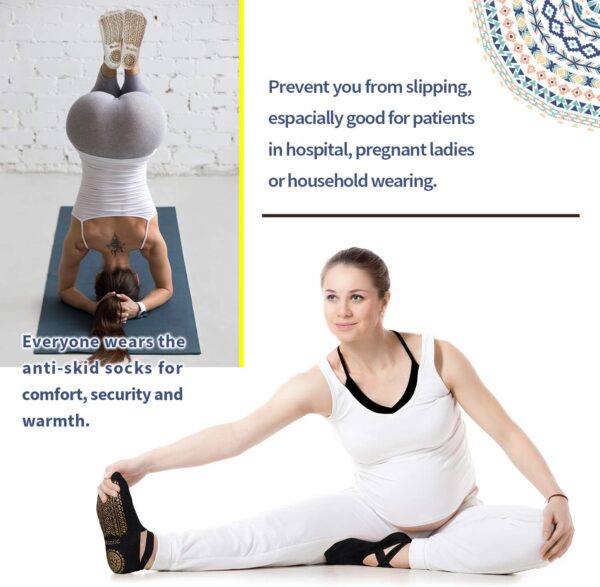 Ozaiic Yoga Socks for Women Non-Slip Grips & Straps, Ideal for Pilates, Pure Barre, Ballet, Dance, Barefoot Workout