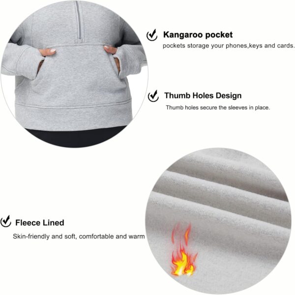 THE GYM PEOPLE Womens' Half Zip Pullover Fleece Stand Collar Crop Sweatshirt with Pockets Thumb Hole