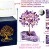 QINJIEJIE Amethyst Crystal Tree Crystals Healing Stones Reiki Natural Crystals Base Copper Wire Tree Life Spiritual Meditation Energy Tree Room Office Desk Decor Purple Gifts for Women Men