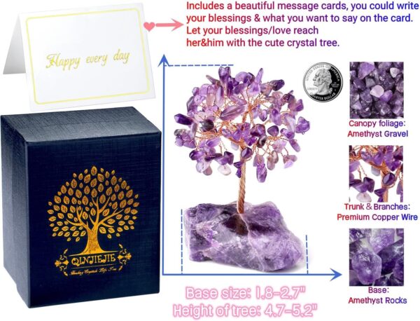 QINJIEJIE Amethyst Crystal Tree Crystals Healing Stones Reiki Natural Crystals Base Copper Wire Tree Life Spiritual Meditation Energy Tree Room Office Desk Decor Purple Gifts for Women Men