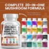 Clean Nutraceuticals Lions Mane 20in1 Mushroom Supplement with Turkey Tail Reishi Cordyceps Chaga Maitake Meshima Poria Cocos Shiitake Oyster Porcini Enoki - Pack