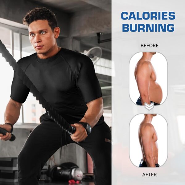 Cimkiz Men's Waist Trainer Sauna Suit Shirt, Gym & Exercise Compression Vest, Sweat-Boosting Workout Top