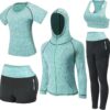 Workout Sets for Women 5 Piece Yoga Exercise Gym Outfits Sport Running Athletic Clothing Set Tracksuits Activewear