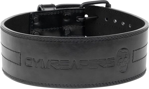 Gymreapers Weightlifting Belt 6MM Genuine Leather - Double Prong Power Belt Heavy Duty 4-Inch Wide - Strong, Stabilizing Back Support For Deadlifts, Squats Powerlifting
