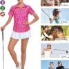 Tanst Sky Womens Golf Shirts Zip Up Overlap Short Sleeve Workout Tops Quick Dry Tennis Shirt
