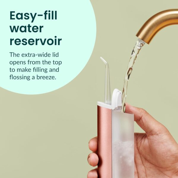 quip Water Flosser with Replacement Tip - Cordless Water Flosser with Adjustable Pressure - Teeth Cleaner Pick with 360 Degree Rotating Replaceable Tip, Rechargeable Water Dental Pick - Copper