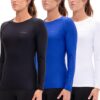 DEVOPS 3 Pack Women's Compression Shirt Dry Fit Long Sleeve Running Athletic T-Shirt Workout Tops