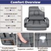 STHOUYN Comfy Floor Chair Bedroom 2 USB Charging Ports, 5-Position Couch Gaming Lounge Chairs Adults, Indoor Folding Lazy Sofa Meditation Arm Dorm Chair Living Room (Grey)