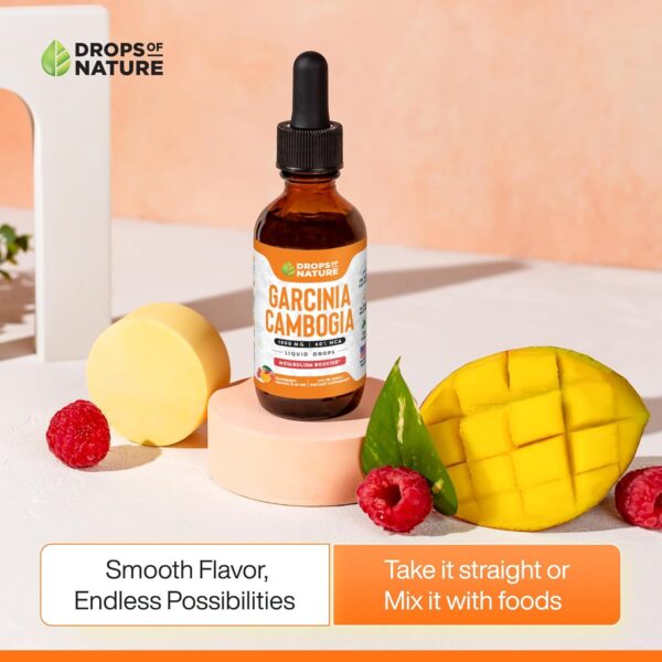 Garcinia Cambogia - Appetite Suppressant for Weight Loss - Stronger Than Pills & Capsules (60% HCA) 4X Ultra Concentrated Liquid Supplement - Carb Blocker - 2 fl. oz. Natural Raspberry Mango