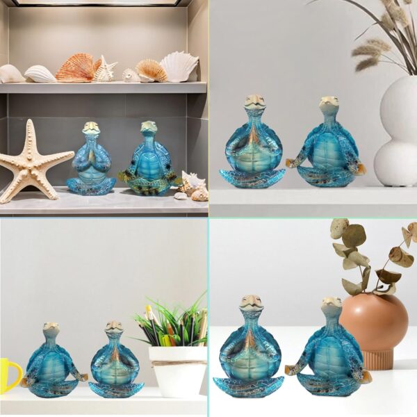 Turtle Figurines Home Decor Yoga Skeleton Meditation Accessories Resin Statue Sea Turtle Gifts for Women Bathroom Ocean Beach Theme Decor Zen Buddha Animal Sculptures Room Table Decorations