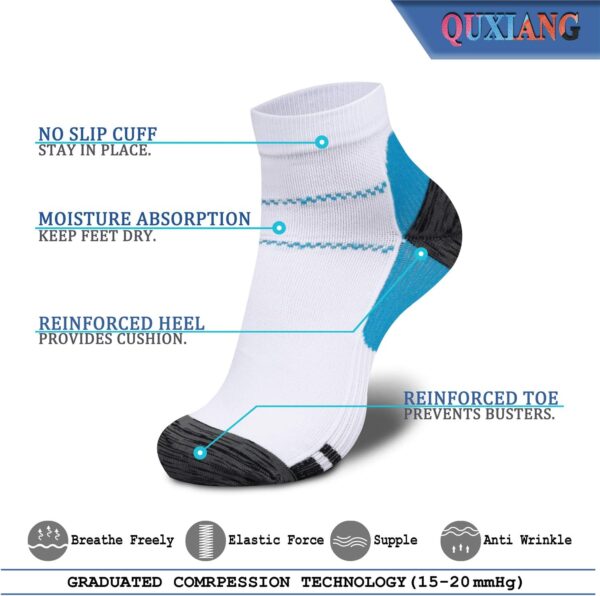 QUXIANG Compression Socks for Women & Men Circulation 3/6/7 Pairs Arch Ankle Support 15-20 mmHg Best for Running Cycling