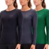 DEVOPS 3 Pack Women's Compression Shirt Dry Fit Long Sleeve Running Athletic T-Shirt Workout Tops