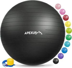 APEXUP Yoga Ball Exercise Ball, Pilates Ball, Anti Slip Stability Ball, Heavy Duty Gym Ball for Fitness, Balance, Core Workout, Physical Therapy