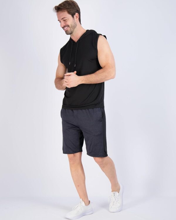 Real Essentials 3 Pack: Mens Dry-Fit Active Hooded Tank Top - Workout Sleeveless Hoodie Drawstring (Available in Big & Tall)