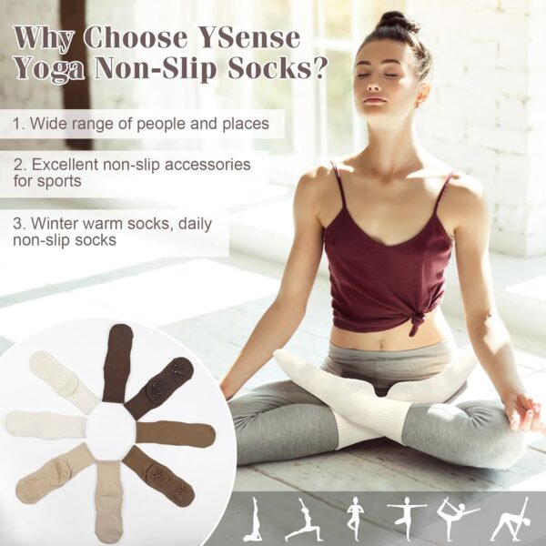 YSense Thin Pilates Grip Socks for Women Non Slip, Yoga Barre Socks Grippy Socks for Pilates, Dance, Ballet, Barre, Hospital