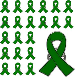 25/50/100/200 pieces Green Ribbon Pin Mental Health Awareness Lapel Pins Green Ribbon Brooch Hope Pin for Charity Fundraiser Supplies Bulk