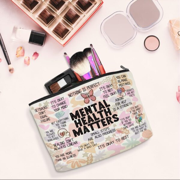Mental Health Gifts Makeup Bag Positive Affirmations Mental Health Awareness Inspirational Gifts for Women Female Friend Coworker Birthday Friendship Mothers Day Nurse Day Travel Toiletry Bag