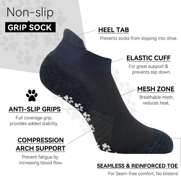 KitNSox 2 Pack Non Slip Grip Yoga Socks for Men Women, Non Skid Cushioned Hospital Maternity Ballet Pilates Floor Dance Socks