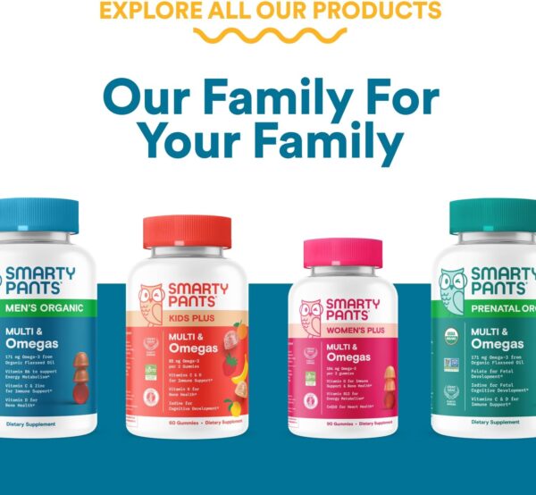 SmartyPants Multivitamin for Men, Organic Gummies: Probiotics, CoQ10, Methylfolate, Omega 3 (ALA), Vitamin D3, C, Vitamin B12, B6, A, K & Zinc for Immune Support, Biotin, 120 Gummies (30 Day Supply)