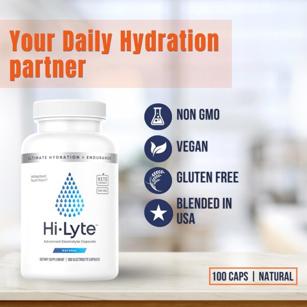 Hi-Lyte Electrolyte Replacement Capsules | Rapid Rehydration Supplement | Vegan & Keto Friendly | Gentle on Stomach | Magnesium, Potassium, Sodium | 100 Capsules