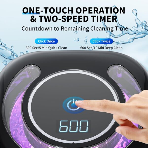 Ultrasonic Retainer Cleaner, 48kHz 30W Retainer Cleaner Machine for Dentures, Night Mouth Guards, Jewelry, Aligner, Braces, Denture Cleaner with Digital Timer, 180ML Capacity, Dual Cleaning Mode