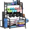 Weight Rack for Dumbbells, Dumbbell Rack Weight Stand, VOPEAK Home Gym Storage Rack for Yoga Mat Kettlebells and Strength Training Equipment, Weight Storage Holder Rack for Dumbbells with Wheels