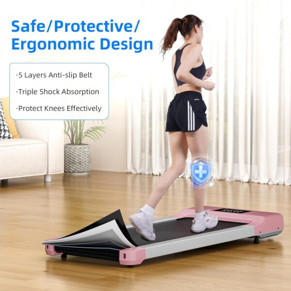 Under Desk Walking Pad Treadmill for Home Office, Intelligent Walk Mat with APP and Remote Control, Portable Exercise Workout Equipment, Super Quiet Walking Jogging Running Machine