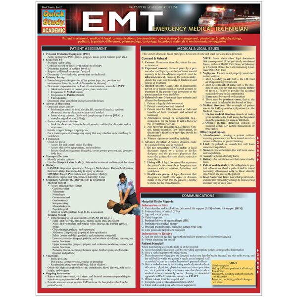 EMT - Emergency Medical Technician QuickStudy Laminated Reference Guide (QuickStudy Academic)
