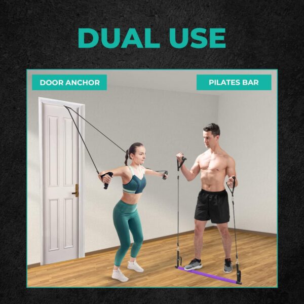 Pilates Bar Kit with Resistance Bands - Home Gym Equipment - Workout Equipment for Women and Men - Pilates Equipment with Adjustable Resistance Bands