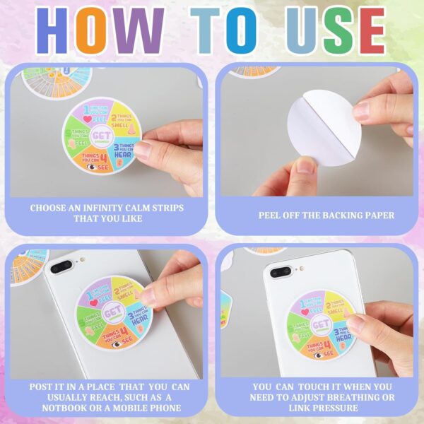 Crtiin 100 Pcs Sensory Strips Anxiety Calm Mindfulness Stickers Fidget Stress Breathing Sensory Sticker Different Textures Rough Tactile Tape for Mental Health Adults Desk Anxiety Relief(Vivid)