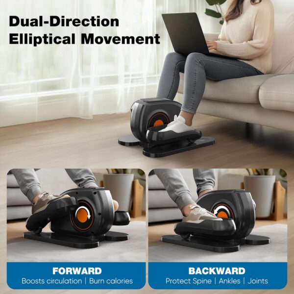 OLIXIS Under-Desk Elliptical Machine–Compact & Quiet Mini Pedal Exerciser with Adjustable Speed, LED Display, Portable Fitness Solution for Home or Office Workouts