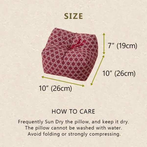 EMOOR Japanese Buckwheat Hulls Seiza Cushion Large 10x10x7in Made in Japan (Hemp-Leaves Blue), Natural Buckwheat Husks Sobagara Floor Sitting Pillow Tatami Cool Nap Side Sleepers