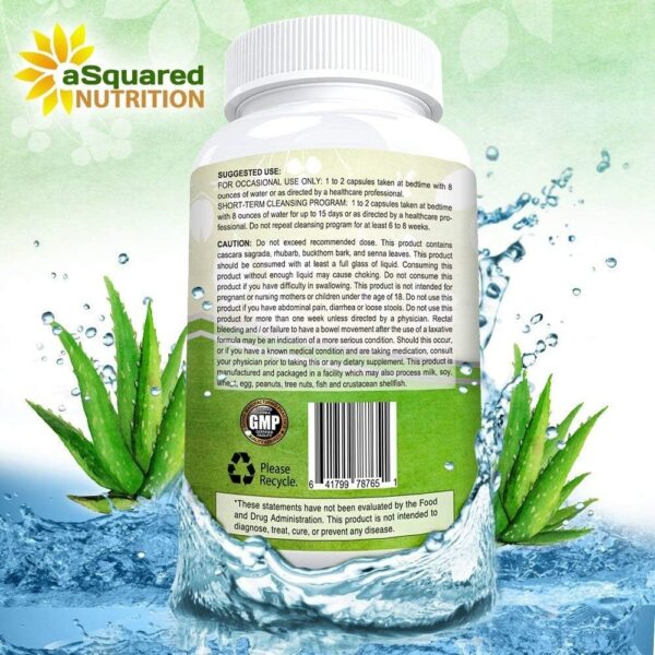 aSquared Nutrition Pure Colon Cleanse for Weight Loss - 120 Capsules, Max Strength, Natural Colon Detox Cleanser, Colon Cleansing Diet Supplement Blend for Digestive Health, Diet Pills for Men & Women