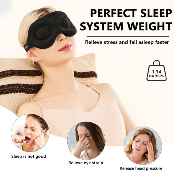 Sleep Mask Blackout for Men Women - Eyelash Friendly Eye Masks for Sleep Airplane Travel Accessories as Gifts Sleeping Mask with Soft Breathable Zero Eye Pressure for Travel Yoga Nap Meditation