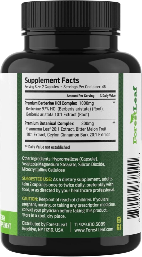 Berberine Supplement 1300mg per Serving- 97% Tested Ultra High Potency Berberine HCl with Ceylon Cinnamon, Bitter Melon & Gymnema, 10:1 Extract Berberis Supplements, Weight Management, 90 Veggie Caps