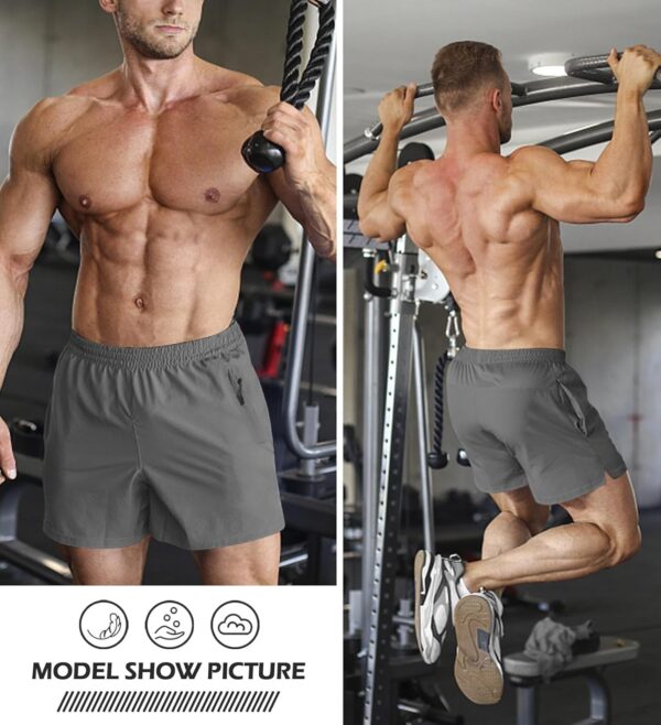 Aolesy Men's Gym Shorts Linerless & Liner - 5" Quick Dry Workout Running Shorts with Zip Pockets Sports Athletic Shorts