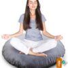 Cheer Collection Extra Large Floor Pillow, 32" Round Meditation Cushion, Oversized Yoga Pillow & Floor Cushions for Adults, Floor Pillows for Sitting, Meditation, and Seat Cushion -Grey