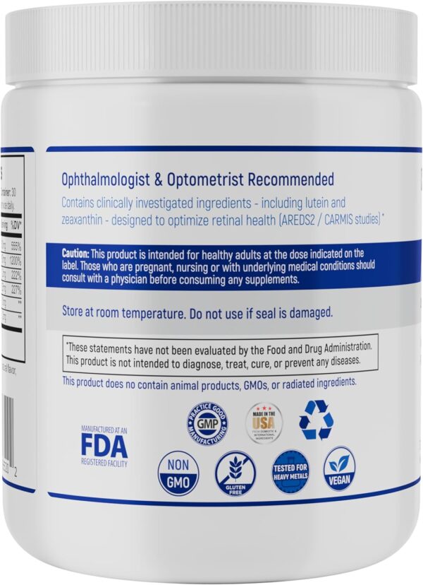 Navan AREDS 2 Powder - Antioxidant Eye Vitamins & Minerals Supplement for Lens Clarity & Retina Health by Clinical Experts - Lutein, Zeaxanthin, Zinc, Vitamin C - Kosher Style, 30 Servings