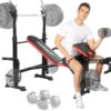 OPPSDECOR 660lbs 6 in 1 Weight Bench Set with Squat Rack Adjustable Workout Bench with Leg Developer Preacher Curl Rack Fitness Strength Training for Home Gym