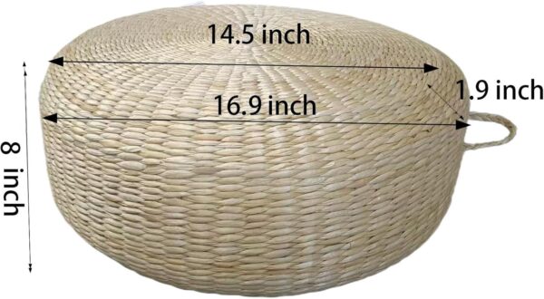 2 Pcs Round Floor Cushion Sitting for Adults, Tatami Floor Pillow for Living Room, Hand Woven Straw Seat(16.8 Diameter x 8 Height)