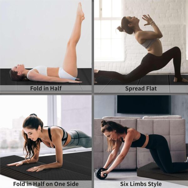 Foldable Yoga Mat - 6mm & 8mm Thick, Large, Lightweight, and Easy to Store - Anti-Slip Folding Exercise Mat for Yoga, Pilates, Home Workouts, and Floor Exercises